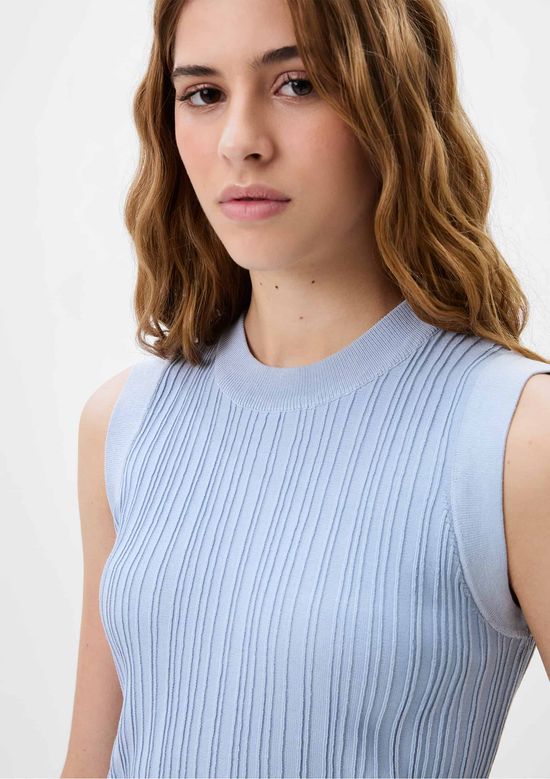 Foto do produto: Regata Feminina Slim Em Tricô - Azul