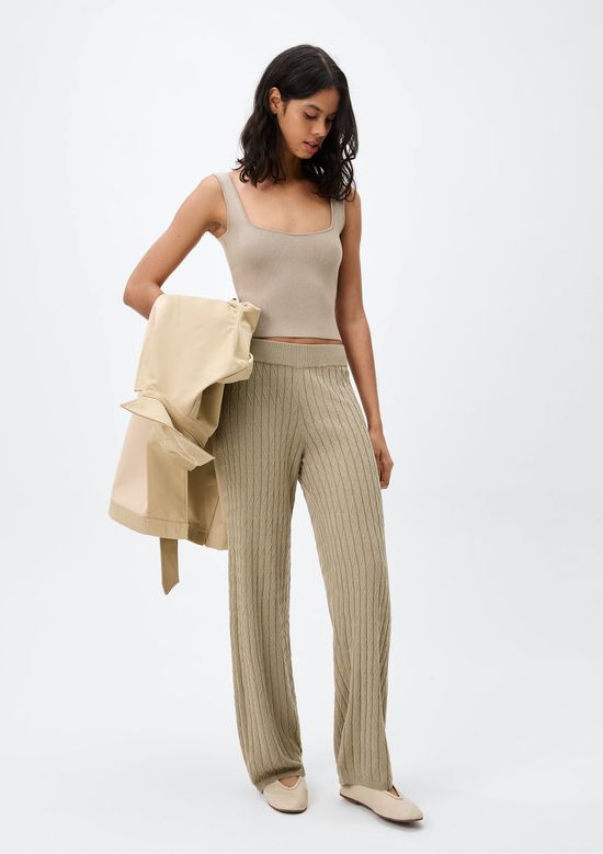 Foto do produto: Calça Feminina Com Elástico Em Tricô - Caqui