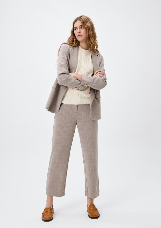 Foto do produto: Calça Feminina Em Alfaiataria Mesclada - Bege