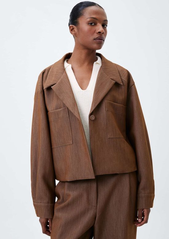 Foto do produto: Jaqueta Feminina Cropped Sarjada - Marrom