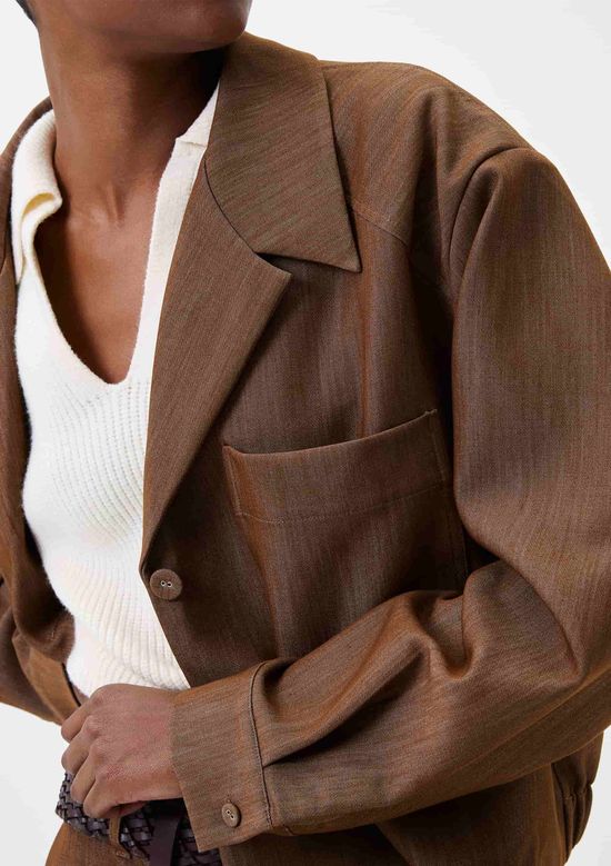 Foto do produto: Jaqueta Feminina Cropped Sarjada - Marrom