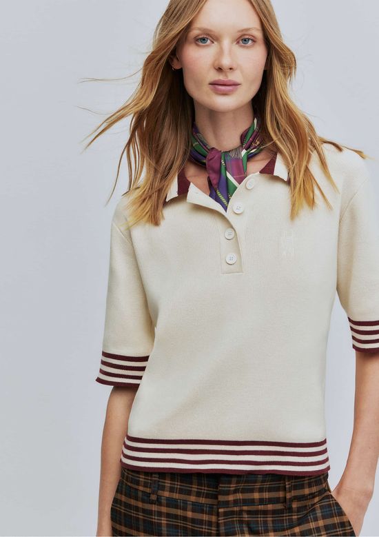 Foto do produto: Blusa Polo Feminina Em Tricô Hering + Welcome - Creme