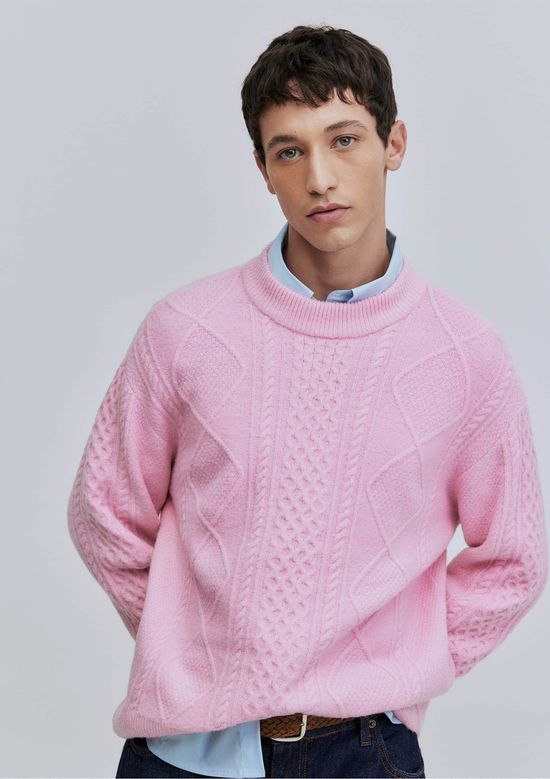 Foto do produto: Blusão Unissex Em Tricô Trançado Hering + Welcome - Rosa