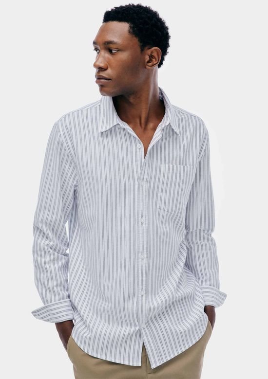 Foto do produto: Camisa Masculina Manga Longa Fio Tinto Listrada - Branco