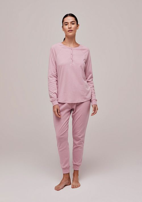 Pijama Feminino Longo Em Malha De Algodão - Roxo