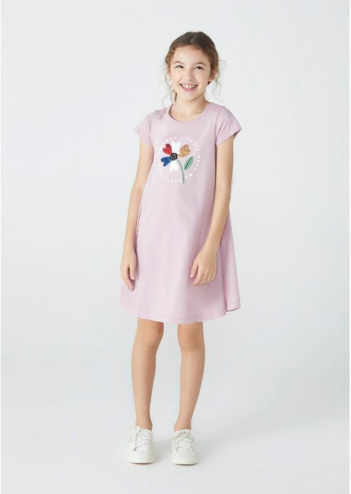 Vestido Curto Infantil Modelagem T-shirt Hering Kids - Lilás