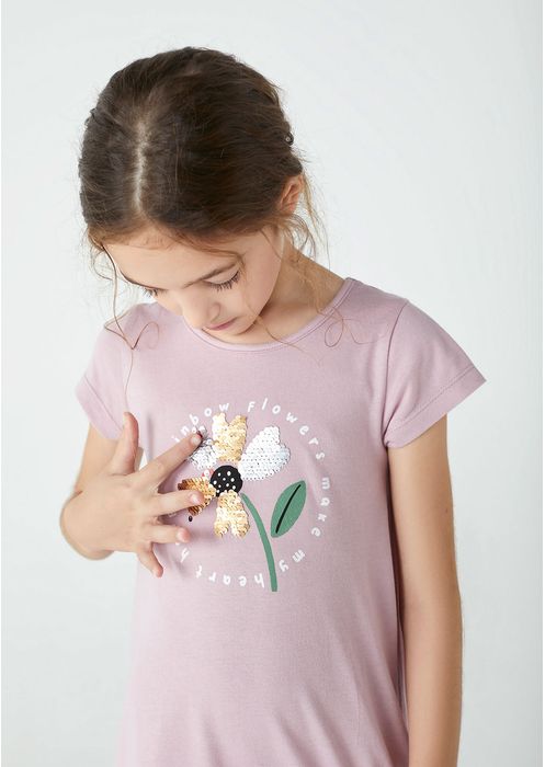 Vestido Curto Infantil Modelagem T-shirt Hering Kids - Lilás