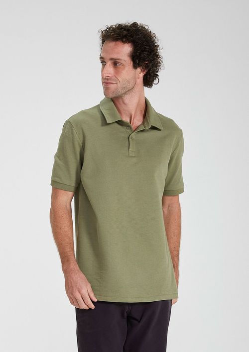 Camisa Polo Básica Masculina Em Malha Fio Tinto - Verde