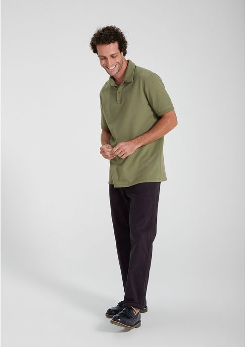 Camisa Polo Básica Masculina Em Malha Fio Tinto - Verde