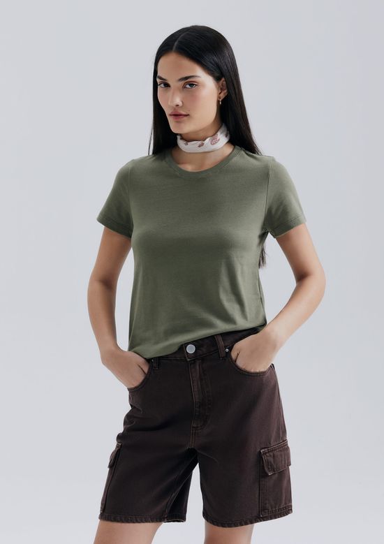 Foto do produto: Camiseta Básica Feminina Slim World - Verde