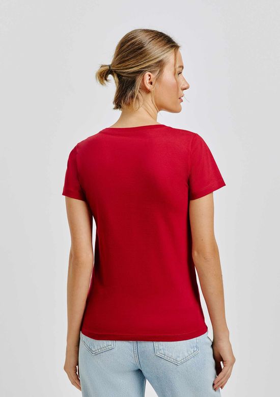Foto do produto: Camiseta Básica Feminina Slim World - Vermelho