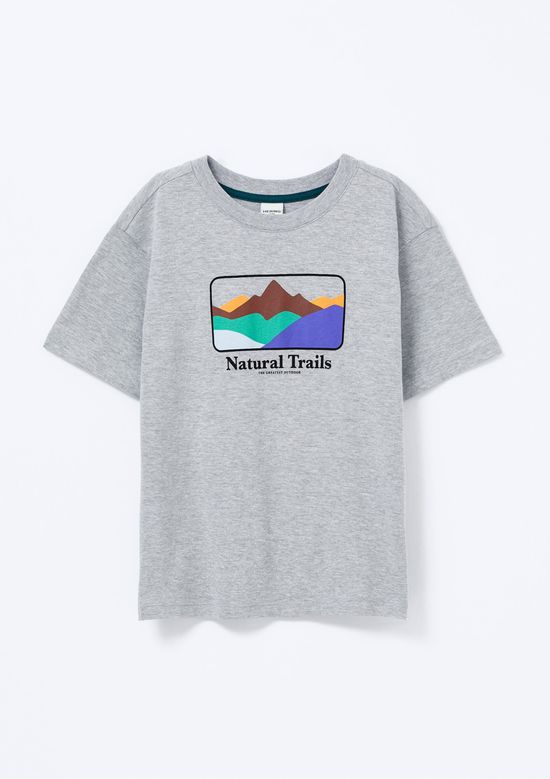 Foto do produto: Camiseta Infantil Menino Oversized Estampada - Cinza