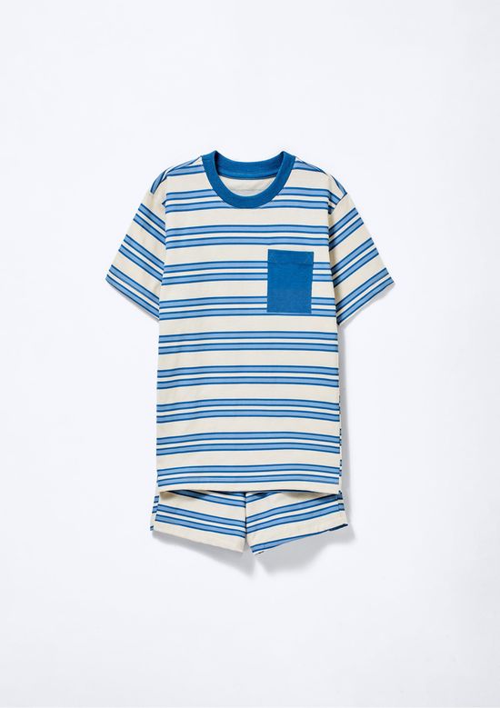 Foto do produto: Pijama Curto Infantil Menina Em Algodão Estampada - Azul