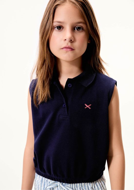 Foto do produto: Camisa Polo Infantil Menina Bordada - Azul