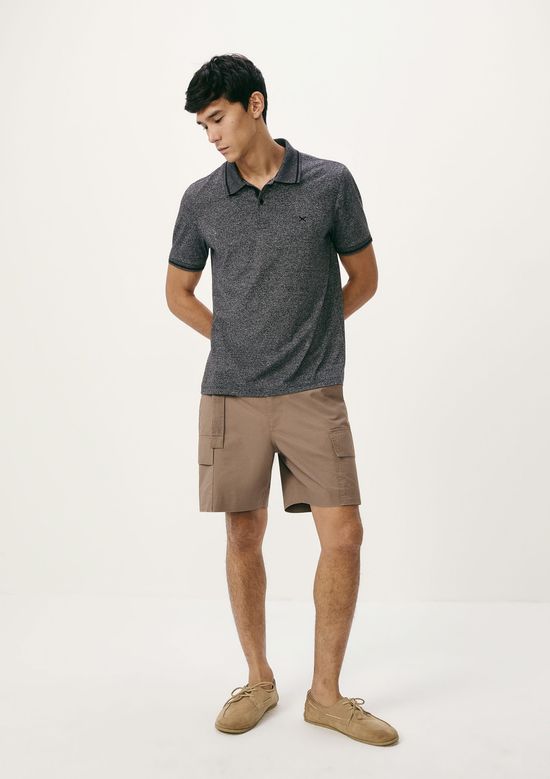 Foto do produto: Camisa Polo Básica Masculina Em Malha Texturizada - Cinza