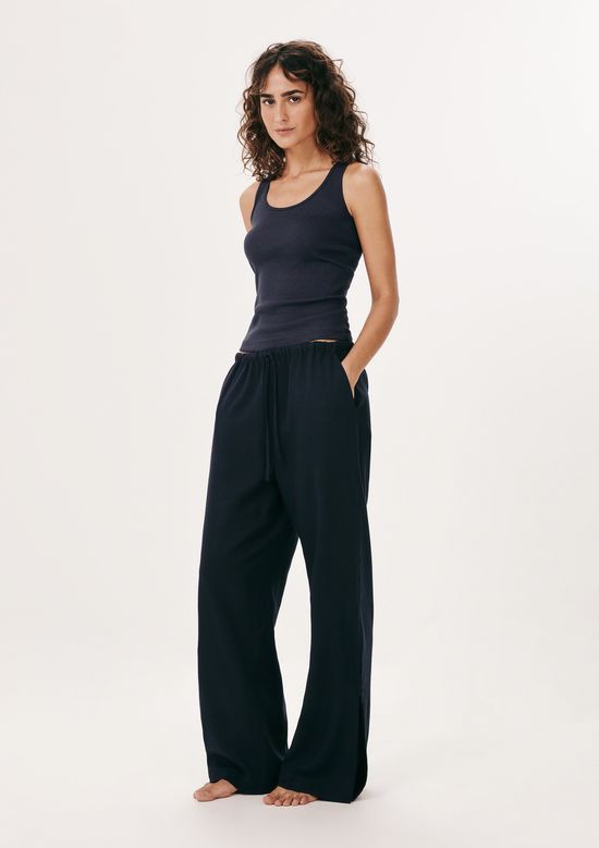 Foto do produto: Calça Feminina Wide Leg Em Viscolinho - Azul