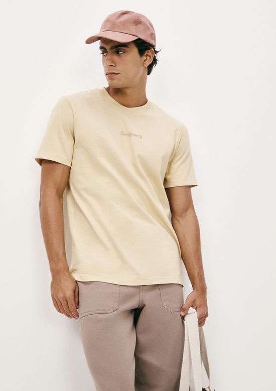 Foto do produto: Camiseta Masculina Manga Curta Com Estampa - Bege