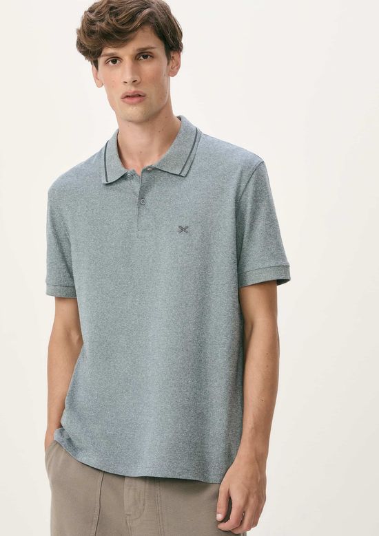 Foto do produto: Camisa Polo Básica Masculina Em Malha Texturizada - Azul