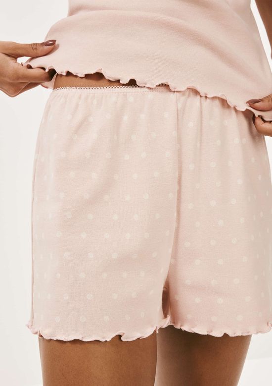 Foto do produto: Pijama Curto Feminino Estampado Com Frufru - Rosa