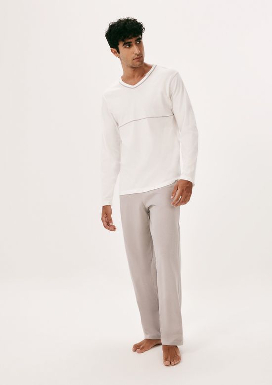 Foto do produto: Pijama Masculino Longo Em Algodão - Off white