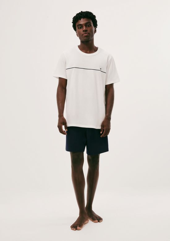 Foto do produto: Pijama Curto Masculino Em Algodão - Off white