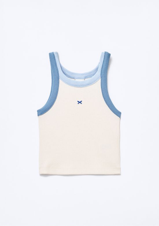 Foto do produto: Regata Cropped Infantil Menina Em Ribana - Off white