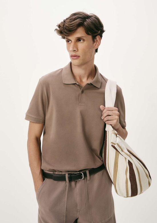 Foto do produto: Camisa Polo Básica Masculina Manga Curta Em Piquet - Marrom