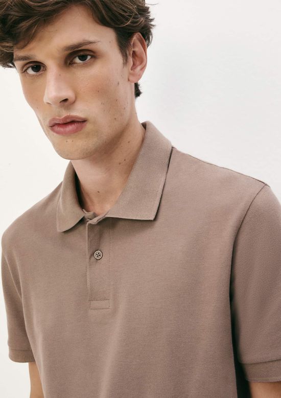 Foto do produto: Camisa Polo Básica Masculina Manga Curta Em Piquet - Marrom