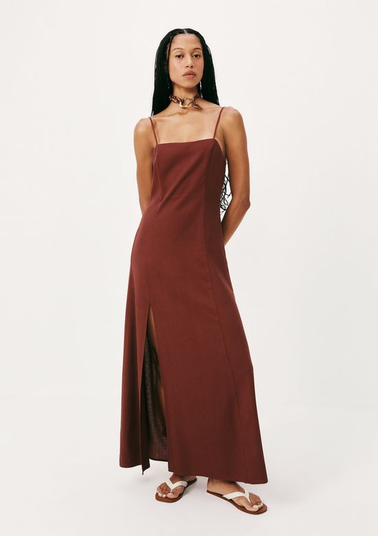 Foto do produto: Vestido Longo Evasê Alças Finas - Vinho