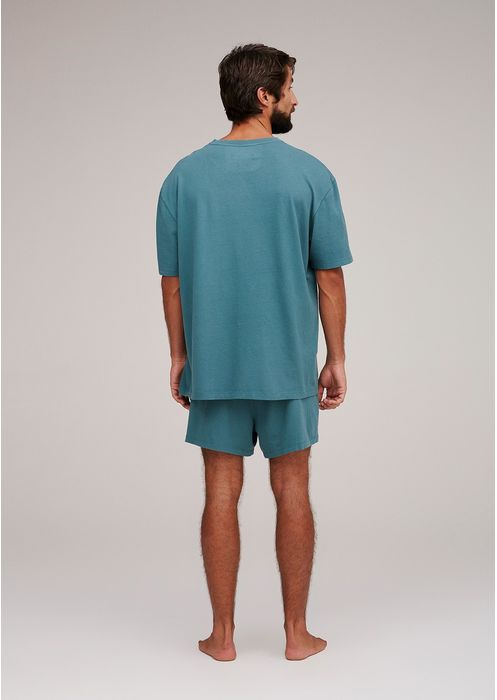 Pijama Masculino Curto Com Camiseta E Bermuda - Verde Menta