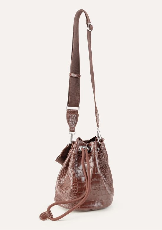 Foto do produto: Bolsa Bucket Feminina Croco - Marrom