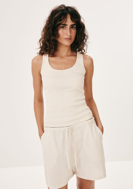 Foto do produto: Regata Feminina Nadador Em Ribana Canelada - Off white