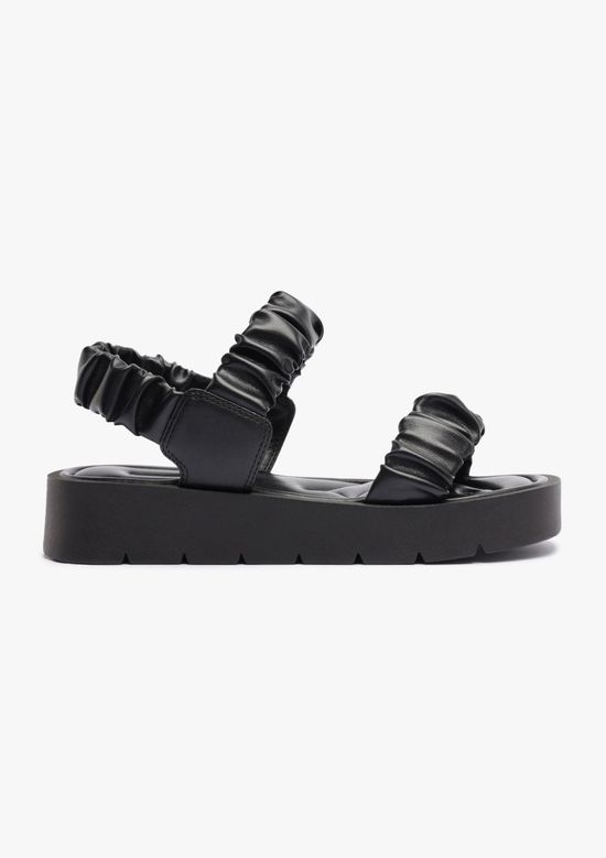 Foto do produto: Sandália Flatform Tratorada Tiras Scrunchie - Preto