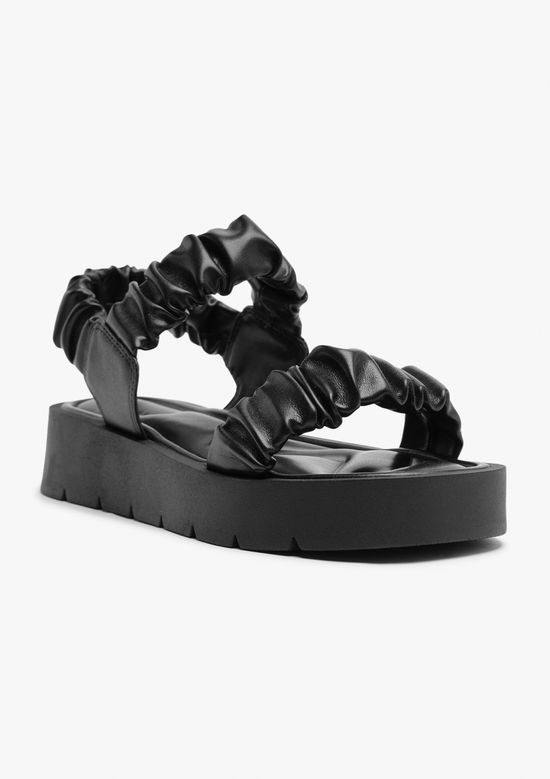 Foto do produto: Sandália Flatform Tratorada Tiras Scrunchie - Preto