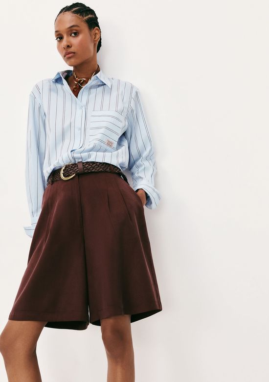 Foto do produto: Bermuda Feminina Cintura Alta Em Peach Touch - Marrom