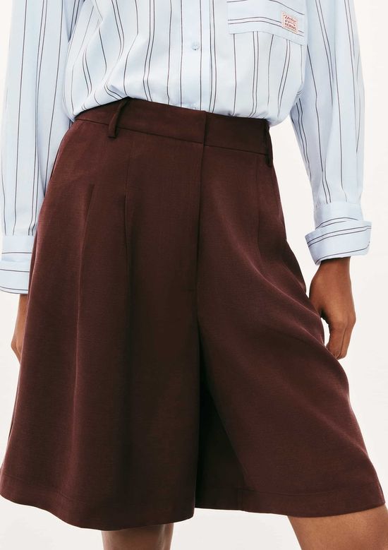 Foto do produto: Bermuda Feminina Cintura Alta Em Peach Touch - Marrom