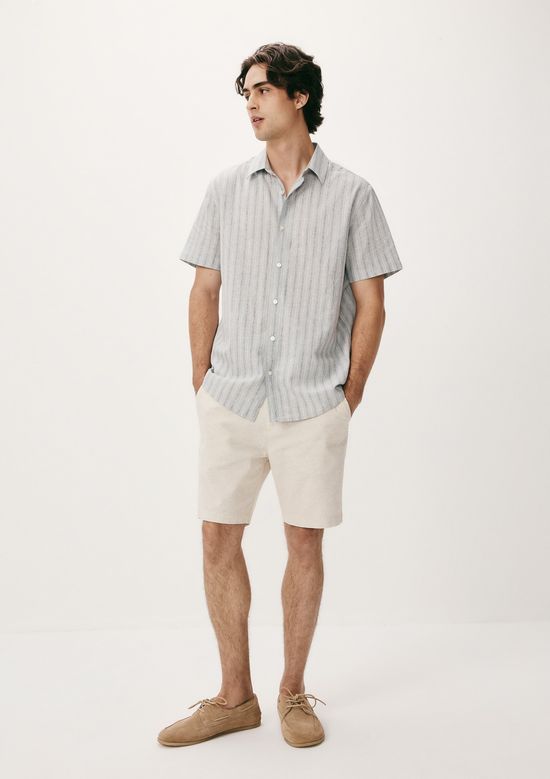 Foto do produto: Bermuda Masculina Reta Com Linho - Natural