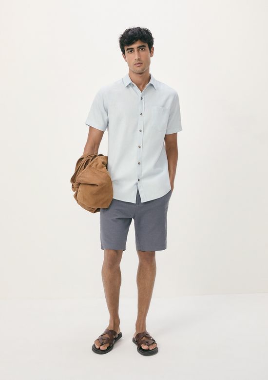 Foto do produto: Bermuda Masculina Reta Com Linho - Cinza