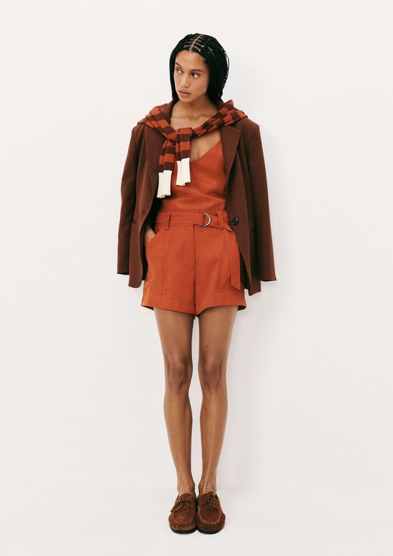 Foto do produto: Shorts Feminino Em Peach Touch Com Cinto - Laranja