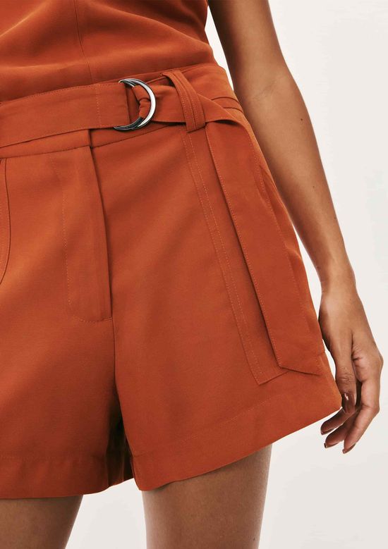 Foto do produto: Shorts Feminino Em Peach Touch Com Cinto - Laranja
