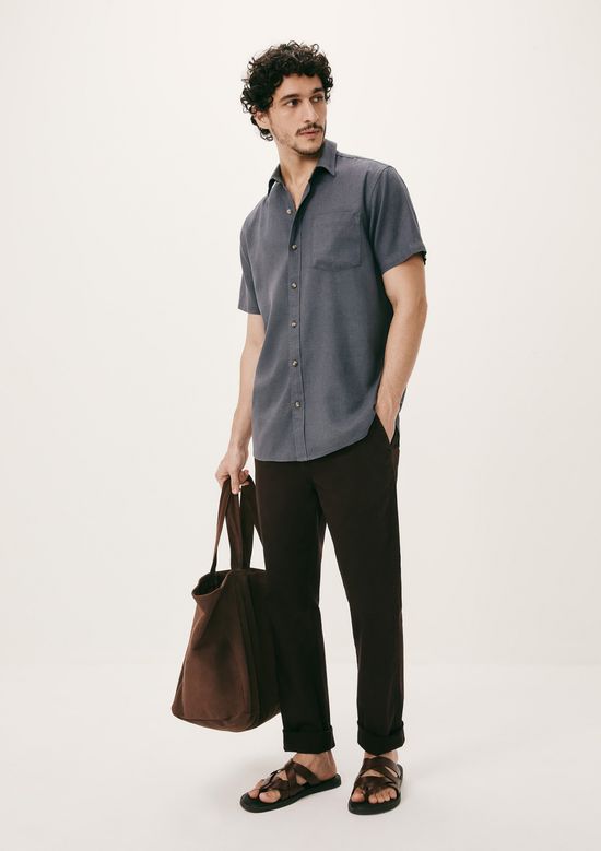 Foto do produto: Calça Básica Masculina Chino Slim Em Sarja Com Elastano - Marrom