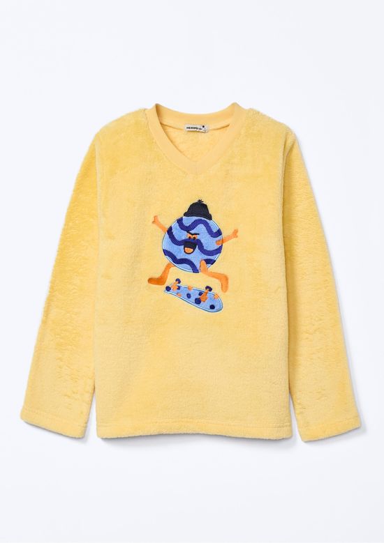 Foto do produto: Pijama Infantil Menino Longo Estampado Em Fleece - Amarelo
