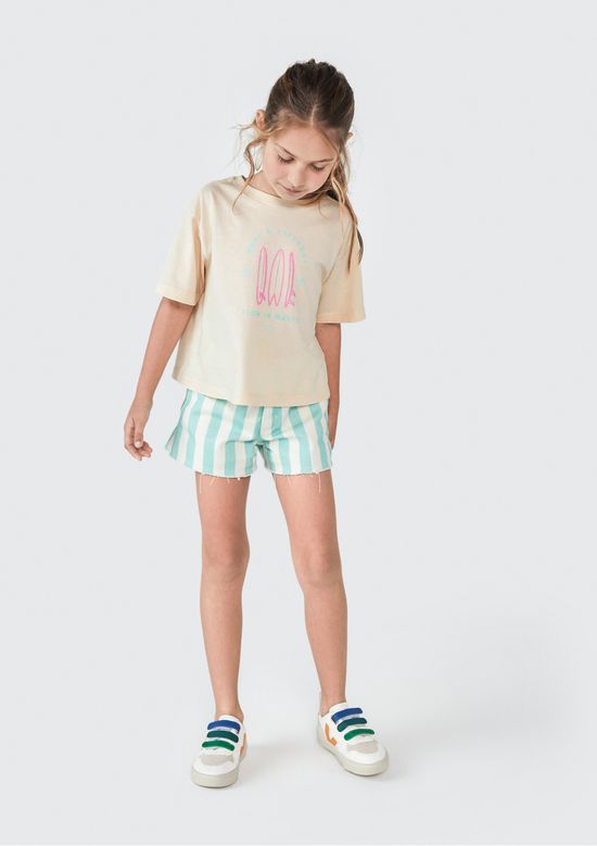 Foto do produto: Shorts Infantil Menina Em Sarja Barra A Fio - Azul