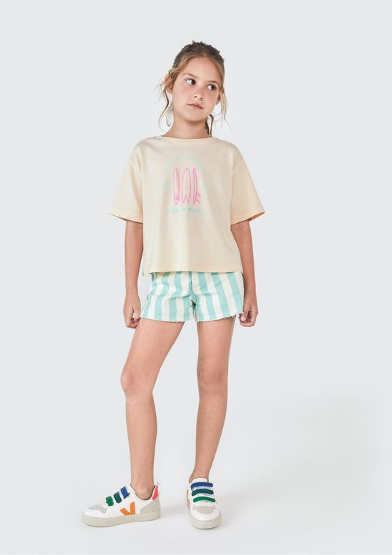Foto do produto: Shorts Infantil Menina Em Sarja Barra A Fio - Azul