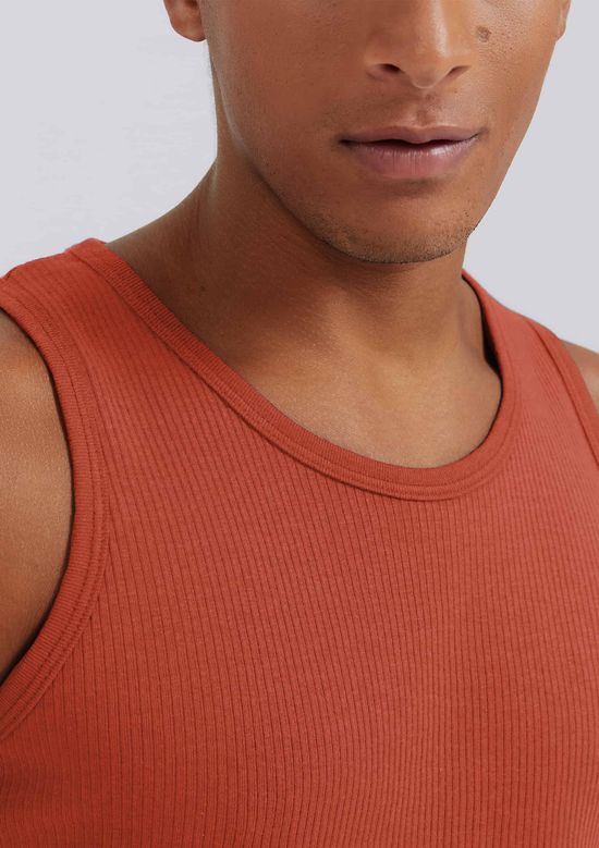 Foto do produto: Regata Básica Masculina Slim Em Ribana Canelada - Vermelho