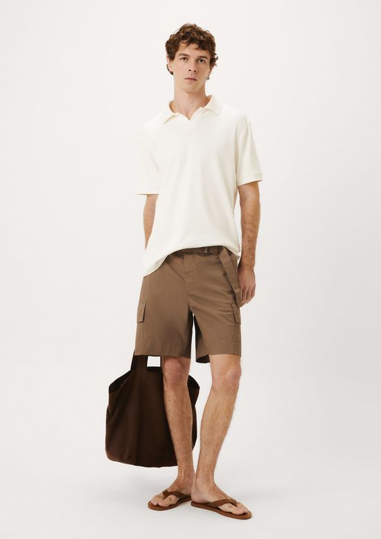 Foto do produto: Camisa Polo Masculina Gola V Em Malha Premium - Off white