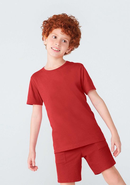 Foto do produto: Camiseta Básica Infantil Menino Manga Curta Slim - Vermelho