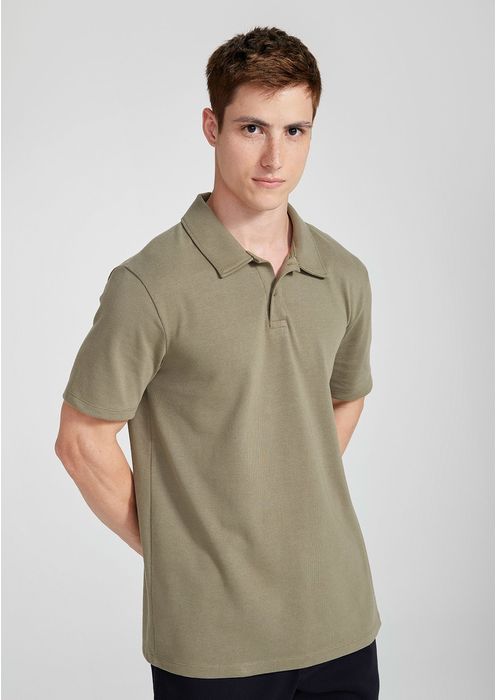 Camisa Polo Básica Masculina Regular - Verde Militar