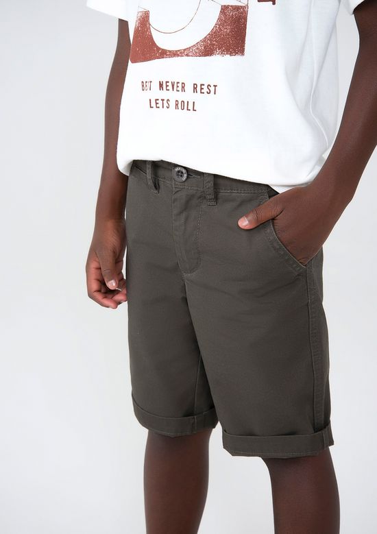 Foto do produto: Bermuda Básica Infantil Menino Em Sarja  - Verde