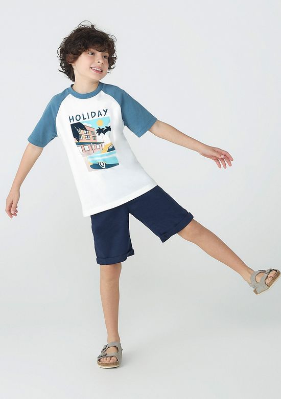 Foto do produto: Bermuda Infantil Menino Com Linho  - Azul